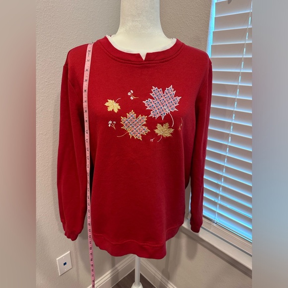 Vintage 90’s Adrian Delafield Fall Leaves Sweater Granny Autumn Cottagecore Sz L - Picture 5 of 9